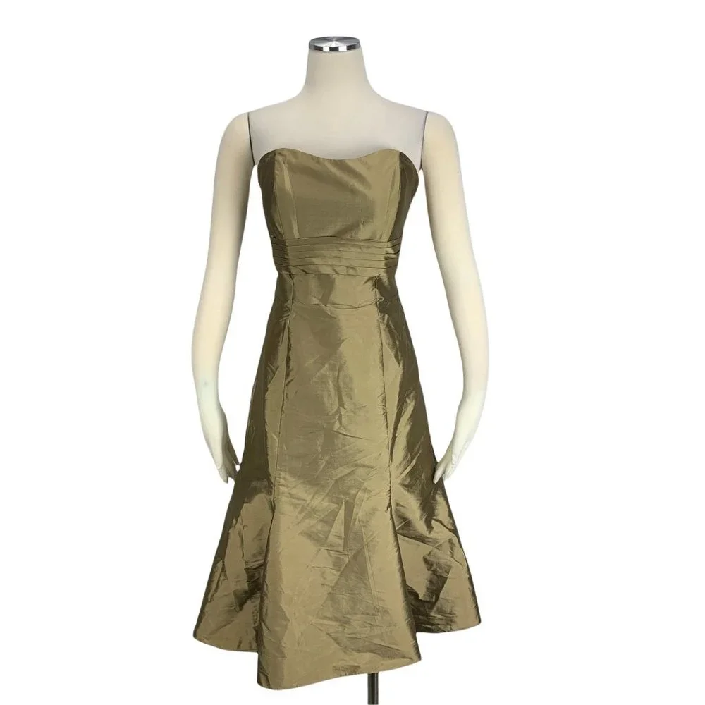 ANGELINA FACCENDA 8 DRESS NWT BRIDESMAIDS BY MORI LEE GOLD 20202 MIDI - Picture 2 of 9